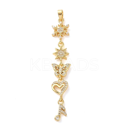 Brass Micro Pave Clear Cubic Zirconia Pendants KK-D101-01C-G-1