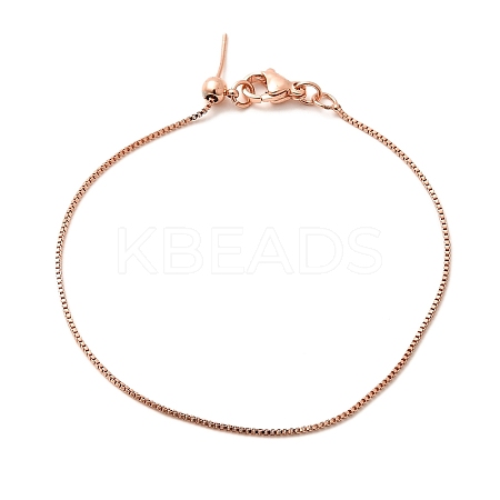 Rack Plating Brass Box Chain Adjustable Slider Bracelets Making for Women BJEW-G735-10RG-1