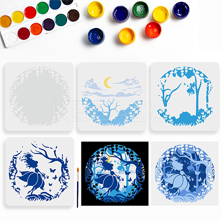 1 Set PET Hollow Out Drawing Painting Stencils DIY-MA0004-95-1