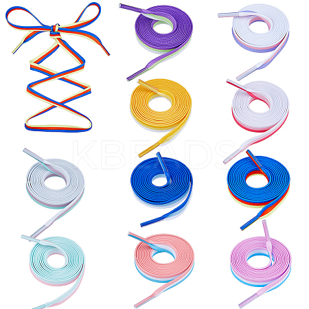 10 Pairs 10 Colors Three-color Mosaic Macaron Color Polyester Shoelaces FIND-FH0011-99-1