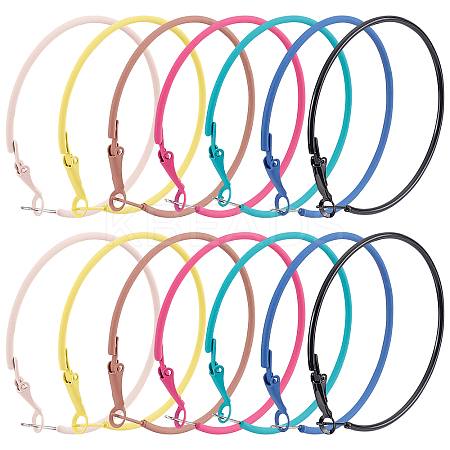 7Pairs 7 Colors 201 Stainless Steel Big Huggie Hoop Earrings EJEW-DC0001-09-1