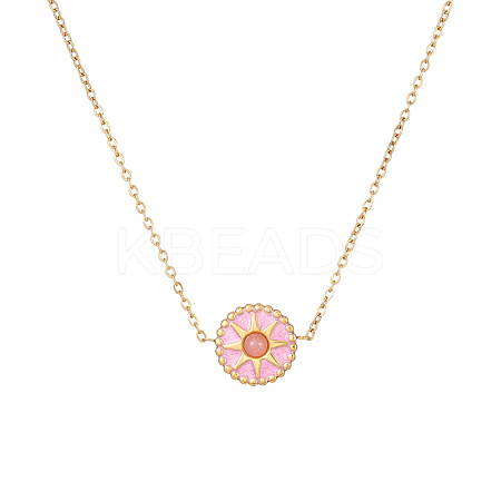 Stylish 304 Stainless Steel Gold-Plated Cat Eye Necklace and Bracelet UJ8969-4-1