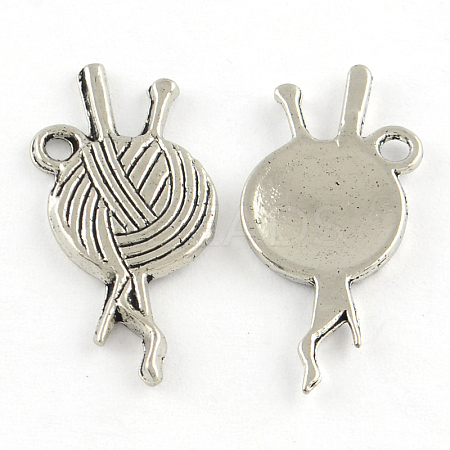 Tibetan Style Clew Alloy Pendants TIBEP-Q054-34AS-RS-1