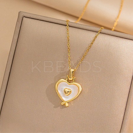 Heart 304 Stainless Steel Cat Eye Pendant Necklaces for Women NJEW-D288-06G-1