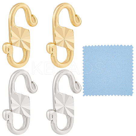 4Pcs 2 Colors Sterling Silver S-Hook Clasps with 925 Stamp FIND-BC0005-14B-1
