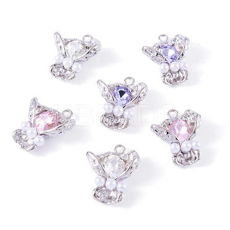 6Pcs 3 Colors Rack Plating Alloy Rhinestone Pendants FIND-TA0005-40-1