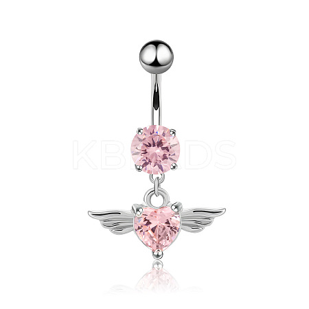 Piercing Jewelry Stainless Steel Micro Pave Cubic Zirconia Split Navel Ring Belly Rings WG4019F-03-1