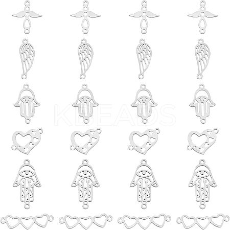 24Pcs 6 Style 201 Stainless Steel Links Connectors STAS-FH0001-49-1