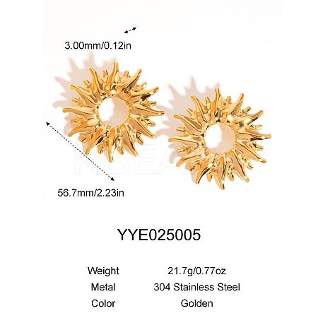 Vintage 304 Stainless Steel Sunflower Stud Earrings for Women LS-KZ0138-3-1
