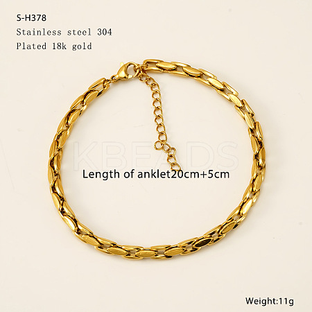 304 Stainless Steel Boston Link Chain Anklets FS-WG7E8C4-03-1