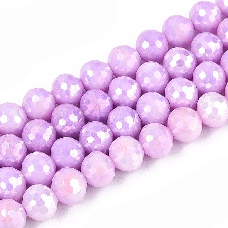 Anti-Tarnish Electroplate Glass Beads Strands GLAA-N056-8mm-03-1