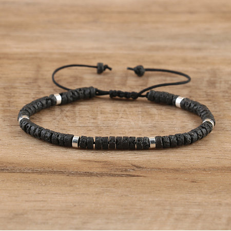 Natural Lava Rock Beaded Braided Bracelets QH4784-6-1
