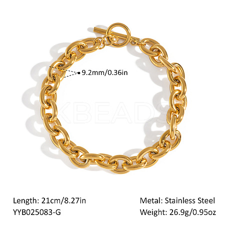 304 Stainless Steel Cable Chain Bracelets for Women FK9892-1-1