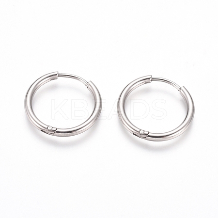 Tarnish Resistant 202 Stainless Steel Huggie Hoop Earrings X-EJEW-F111A-19mm-P-1
