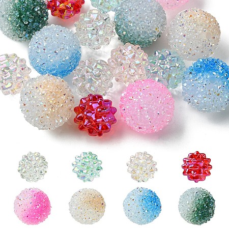 DIY Round Iridescent Transparent Resin & Frosted Acrylic Beads Jewelry Making Findings Kits DIY-YW0009-40-1