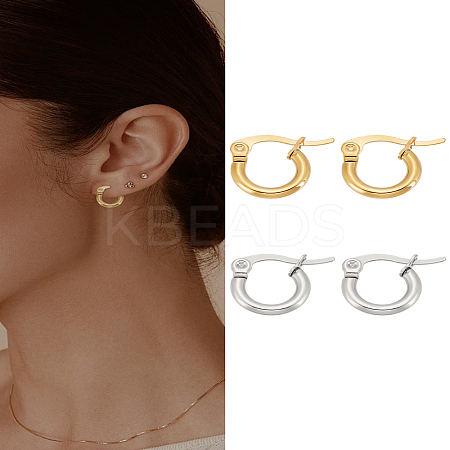 12 Pairs 2 Colors Stainless Steel Hoop Earrings for Women EJEW-LP0001-82-1