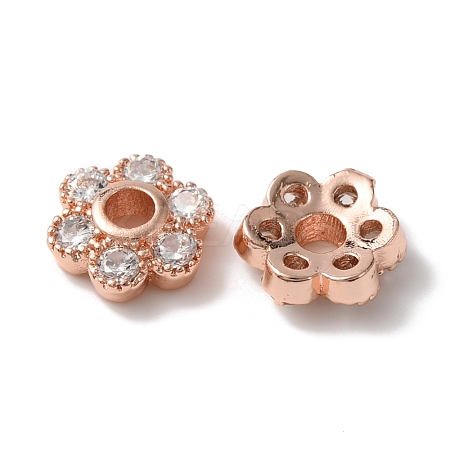Rack Plating Brass Cubic Zirconia Bead Cap KK-C020-12A-RG-1