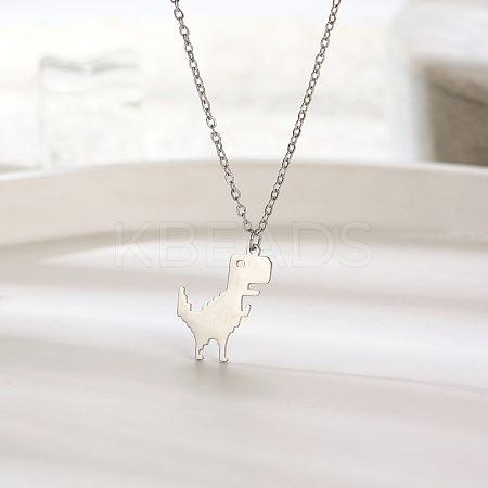 Cute 304 Stainless Steel Pixel Dinosaur Pendant for Women's Daily Wear EK2833-2-1