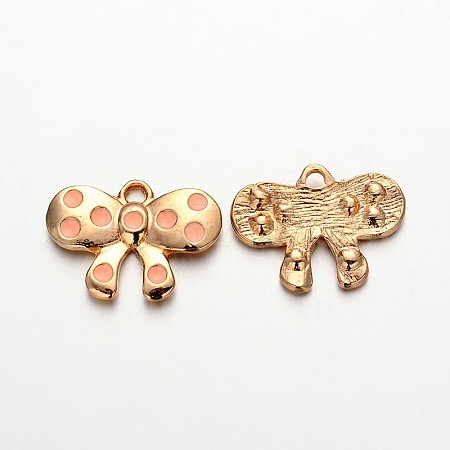Light Gold Plated Alloy Enamel Bowknot Charms LS-ENAM-J546-04KCG-1