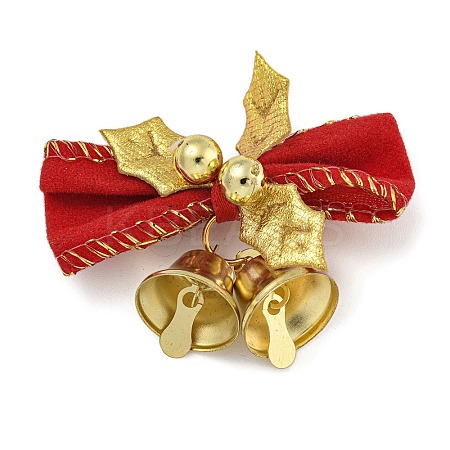 Cloth & Iron Christmas Bowknot Bell Hanging Ornaments  HJEW-S004-01C-1