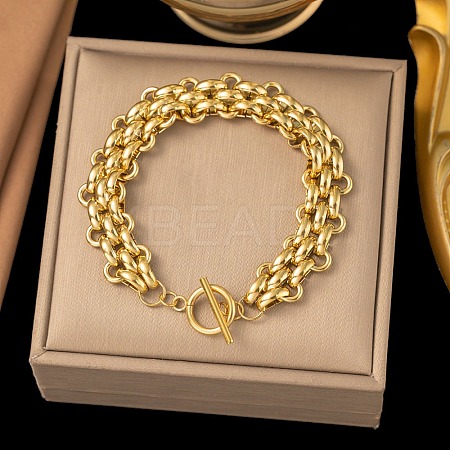 304 Stainless Steel Oval Link Chain Bracelets BJEW-G759-03G-1