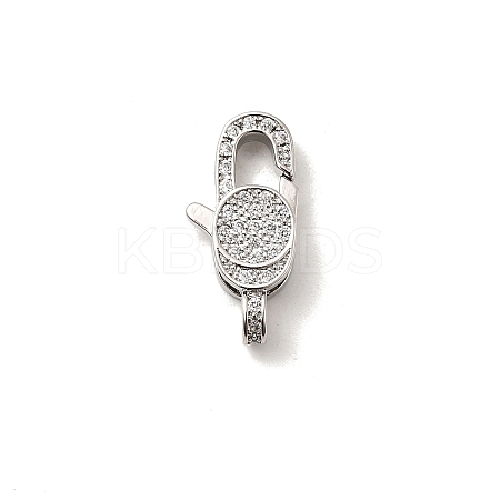 Brass Micro Pave Clear Cubic Zirconia Lobster Claw Clasps KK-A266-24D-P-1