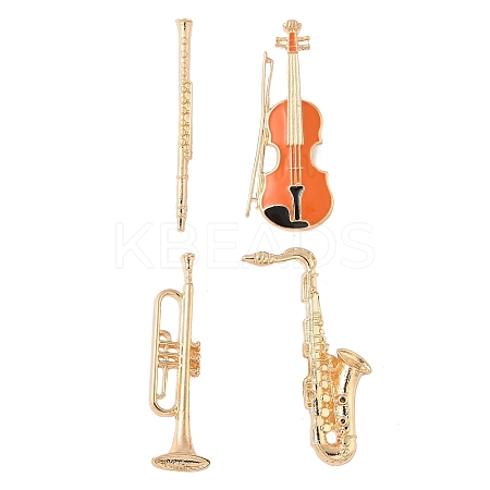4Pcs 4 Styles Musical Instruments Series Enamel Pins JEWB-Z043-03G-1