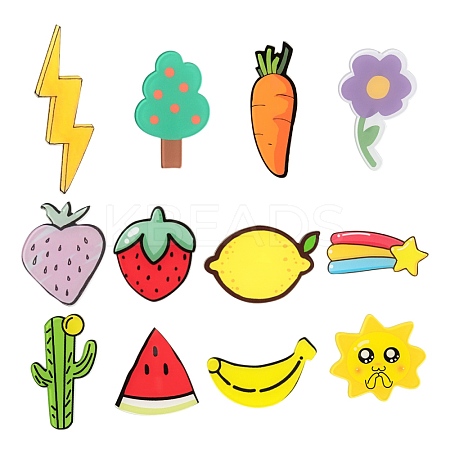 12Pcs 12 Style Acrylic Badges Brooch Pins JEWB-LS0001-12-1