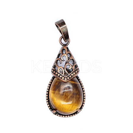 Retro Hollow Natural Tiger Eye  Pendants PW-WGBA09F-03-1
