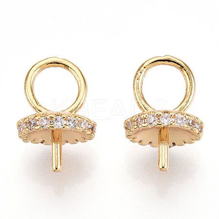 Brass Micro Pave Clear Cubic Zirconia Peg Bails KK-N254-171G-1