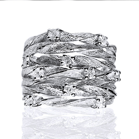 Brass Micro Pave Clear Cubic Zirconia Finger Rings WG34DCF-02-1
