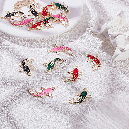 16Pcs 4 Colors Alloy Enamel Pendants ENAM-LP0002-32-1