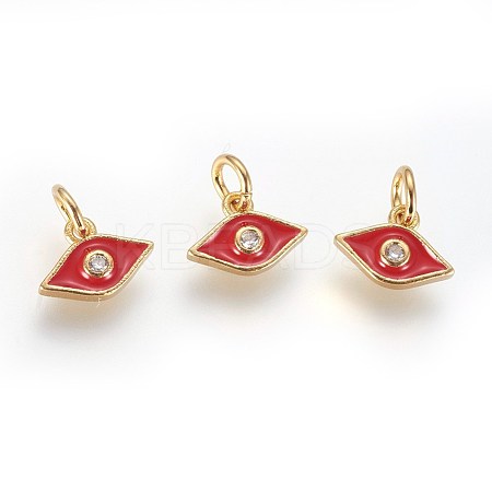 Brass Micro Pave Cubic Zirconia Charms ZIRC-G150-07G-01-1