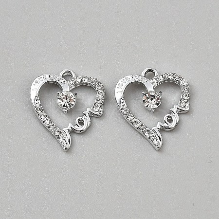 Alloy Crystal Rhinestone Pendants ALRI-WH0001-16S-1