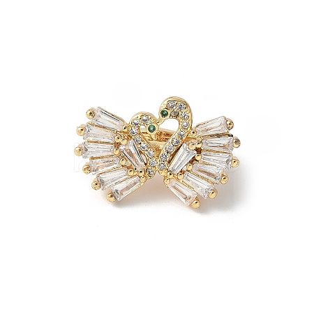 Swan Brass Micro Pave Cubic Zirconia Fold Over Clasps KK-D324-30G-1