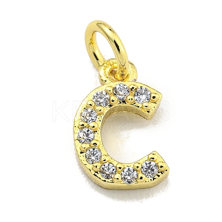 Letter Brass Micro Pave Clear Cubic Zirconia Pendants KK-K354-06G-C-1