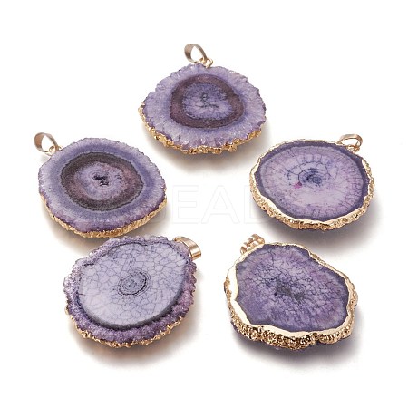 Dyed Natural Druzy Solar Quartz Crystal Pendants G-F693-01D-G-1