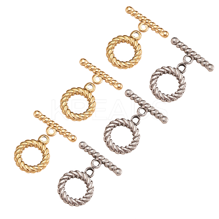 10Set 2 Colors Ion Plating(IP) 304 Stainless Steel Toggle Clasps STAS-CJ0001-205-1
