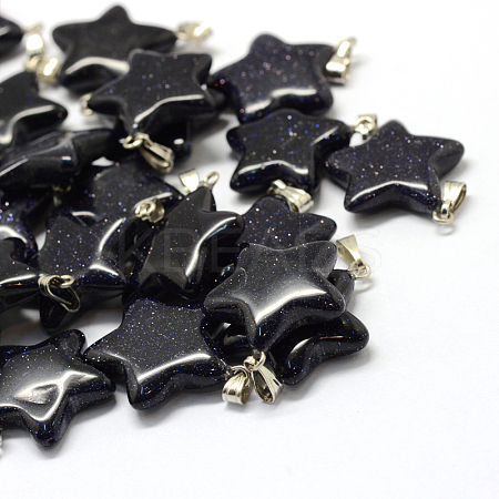 Star Synthetic Blue Goldstone Pendants G-Q367-06-1