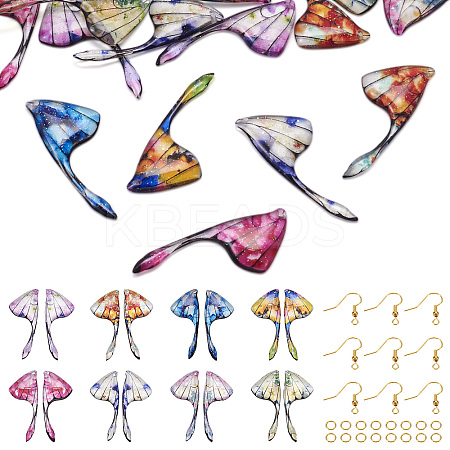 DIY Brass & Epoxy Resin Butterfly Wing Dangle Earring Jewelry Kits DIY-TA0010-65B-1
