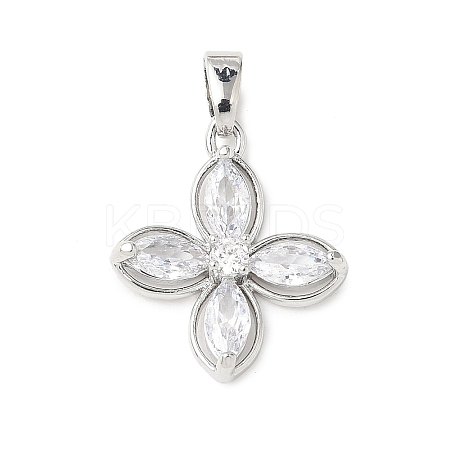 Brass Micro Pave Cubic Zirconia Pendants KK-D357-14B-P-1