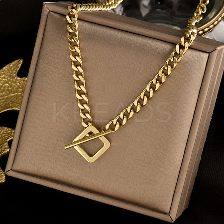 Rhombus Toggle 304 Stainless Steel Pendant Necklaces for Women FS-WG6DB9B-01-1