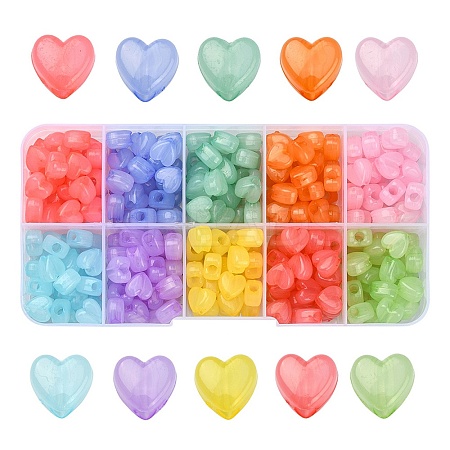 300Pcs 10 Colors Imitation Jelly Acrylic Beads MACR-CJ0001-31-1