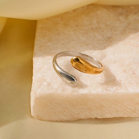 Adjustable 304 Stainless Steel Cuff Rings for Women RJEW-B135-01GP-05-1