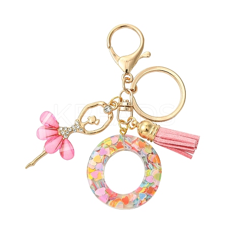 Letter A~Z Transparent Glitter Resin Pendant Keychains KEYC-FZ00024-15-1