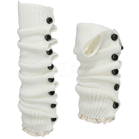 Acrylic Fiber Knit Socks with Button AJEW-WH20080-20A-1
