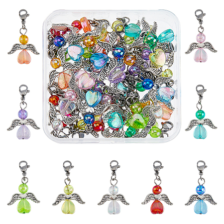 36Pcs 9 Colors Transparent Acrylic Angel Charm Decorations HJEW-AB00668-1