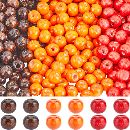 600Pcs 3 Colors Dyed Natural Wood Beads WOOD-SC0001-82B-1