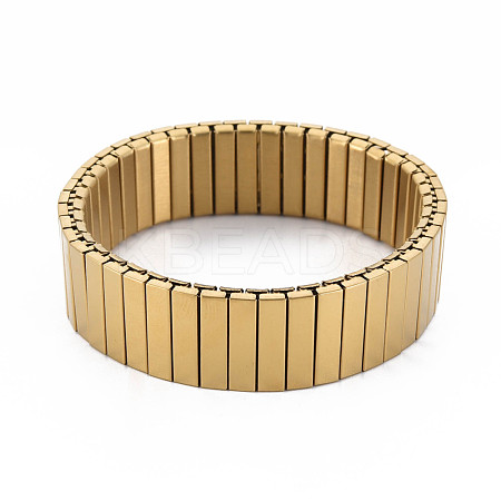 Ion Plating(IP) Stainless Steel Rectangle Stackable Stretch Bracelet BJEW-N017-027LG-1