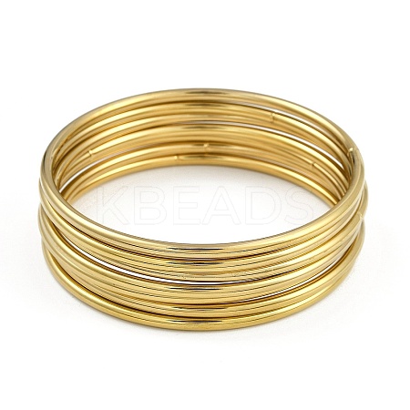 7Pcs Round Vacuum Plating PVD Vacuum Plating 201 Stainless Steel Bangles Sets for Women BJEW-F476-08G-03-1